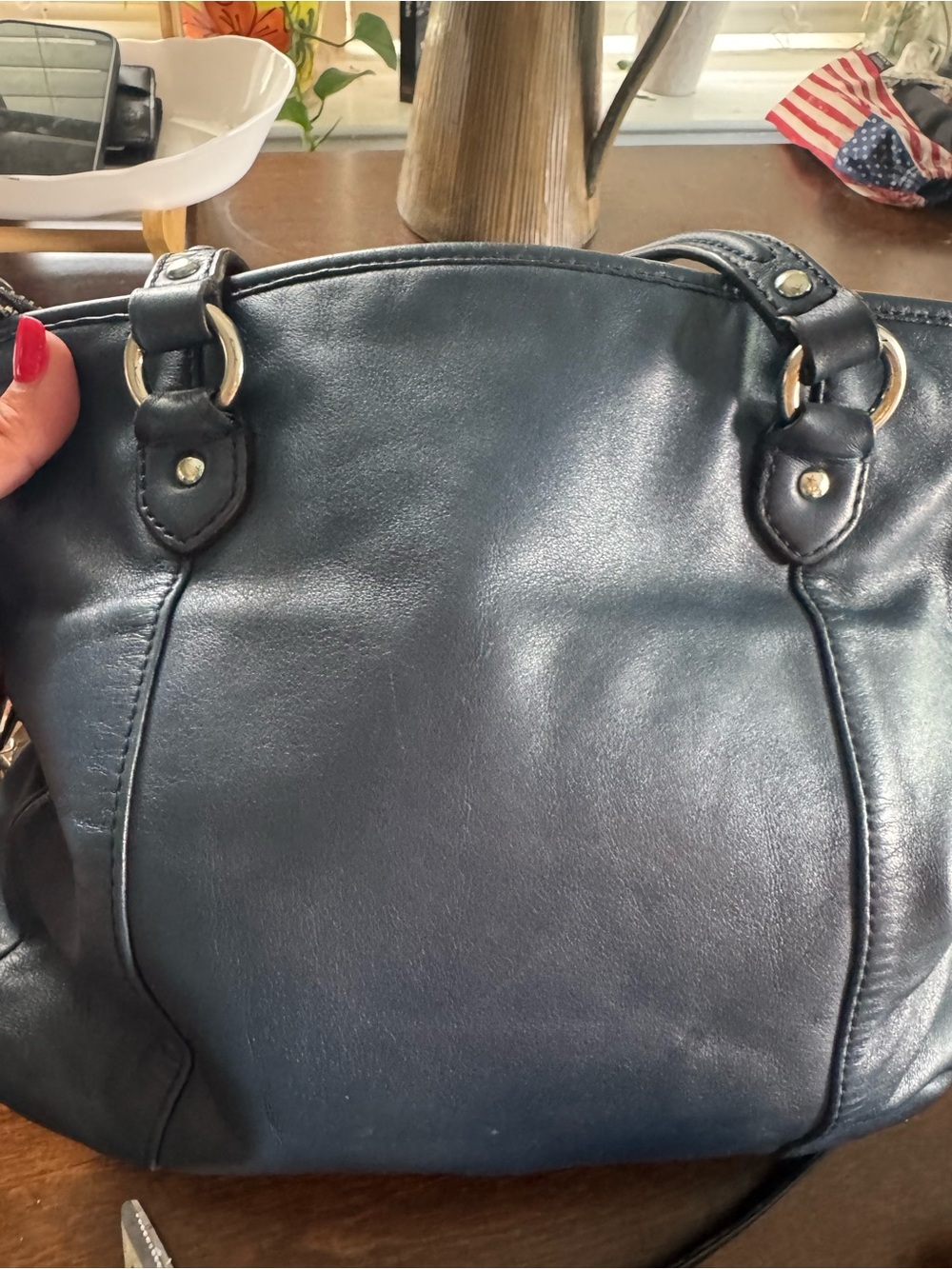 Coach Navy Leather Crossbody Bag with Front Zip - Picture 7 of 11